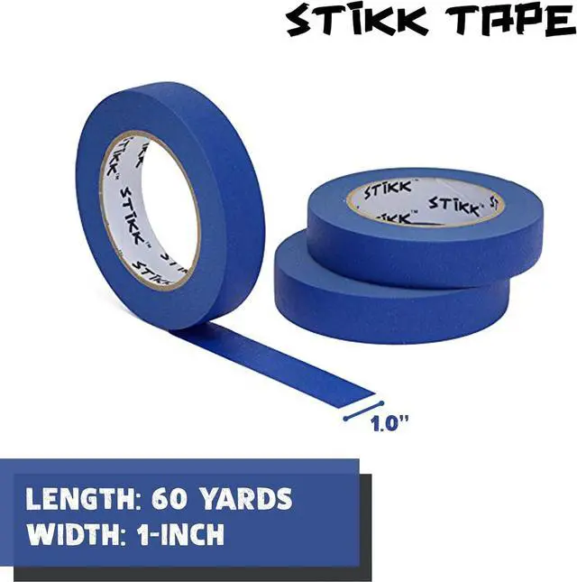 Alt view image 2 of 6 - STIKK Painters Tape - 3pk Blue Painter Tape - 1 inch x 60 Yards - Paint Tape for Painting, Edges, Trim, Ceilings - Masking Tape for DIY Paint Projects - Residue-Free Painting Tape