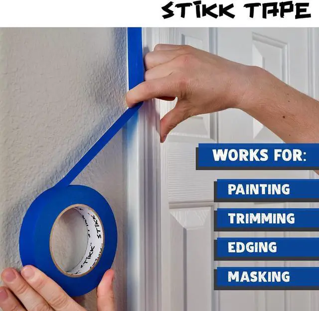 Alt view image 4 of 6 - STIKK Painters Tape - 3pk Blue Painter Tape - 1 inch x 60 Yards - Paint Tape for Painting, Edges, Trim, Ceilings - Masking Tape for DIY Paint Projects - Residue-Free Painting Tape