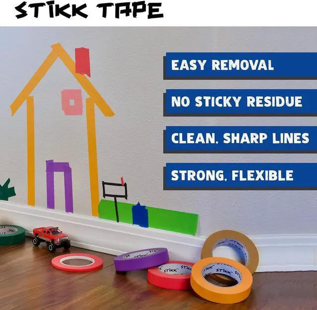 Alt view image 5 of 6 - STIKK Painters Tape - 3pk Blue Painter Tape - 1 inch x 60 Yards - Paint Tape for Painting, Edges, Trim, Ceilings - Masking Tape for DIY Paint Projects - Residue-Free Painting Tape
