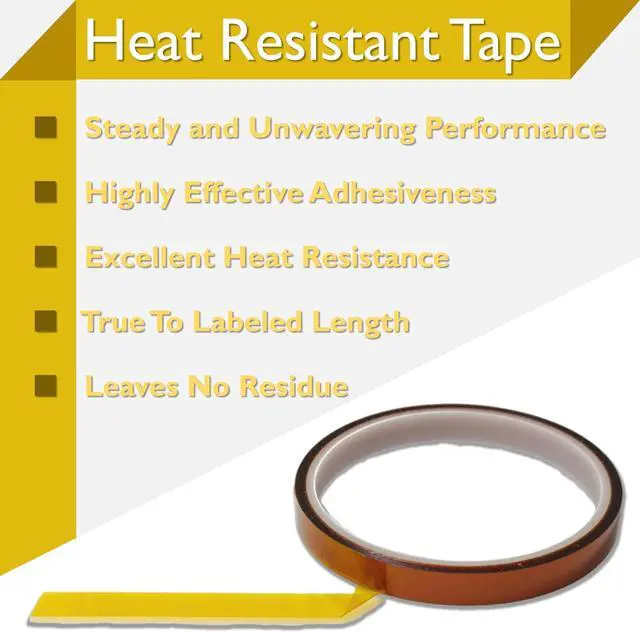 Alt view image 4 of 6 - Heat Tape for Sublimation Transfer | No Residue 2 Rolls 10mm x16m | Up to 662°F Heat Press Resistant | Polyimide Silicone Adhesive for Mugs, Tumblers, T-Shirts