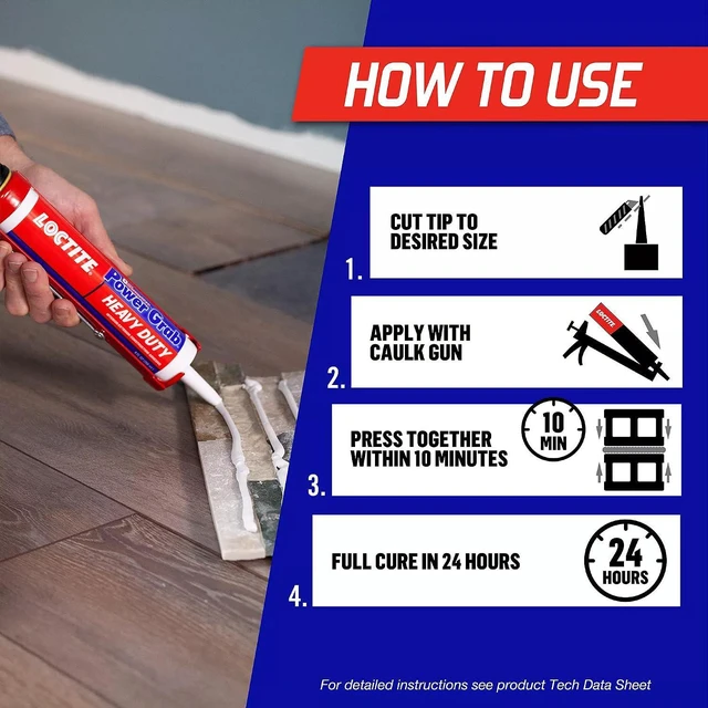 Main image of Loctite Power Grab Express Heavy Duty Construction Adhesive, 9 fl oz Cartridge, 1 Pack - Versatile Constuction Glue for Wood, Wall, Tile, Foam Board & More