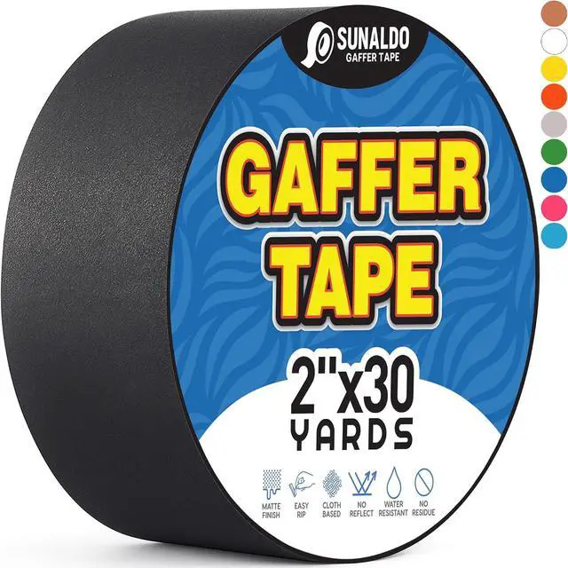 Main image of Gaffers Tape (2"x30 yards) Heavy Duty, Easy Rip, No Residue | Black