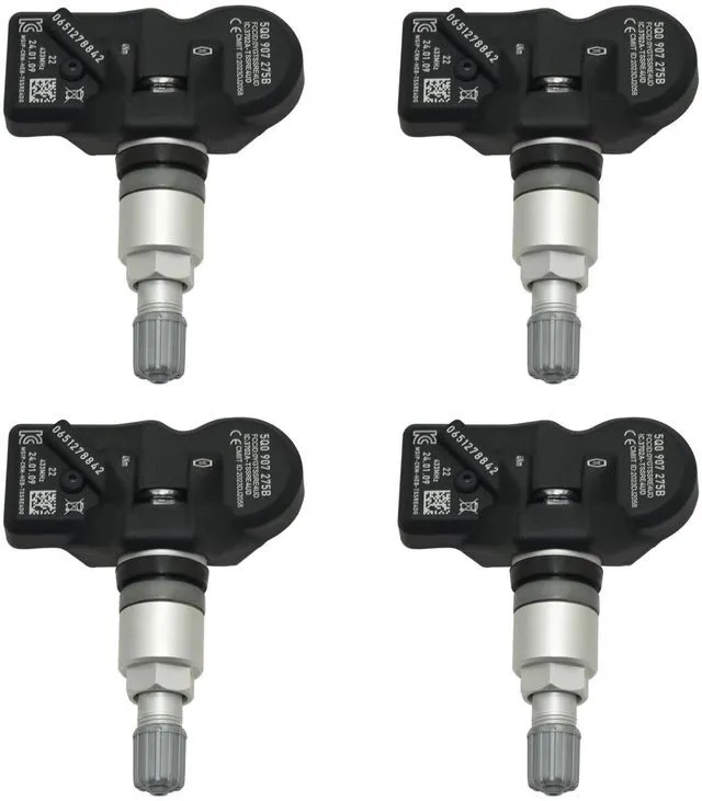 Main image of Tire pressure sensor 5Q0907275BP4, silver, with power supply.