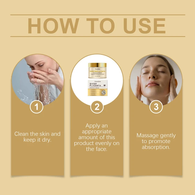 Alt view image 5 of 5 - Sheep Placenta Gentle Facial Care Cream Daily Skin Massage Moisturizer
