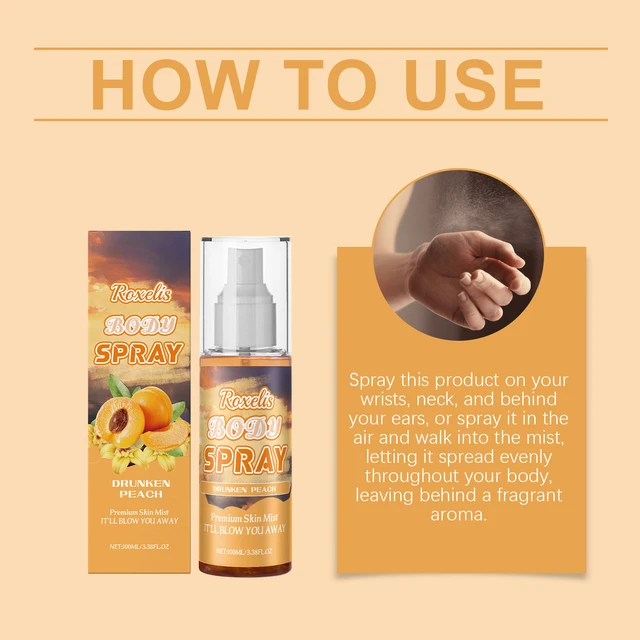Alt view image 5 of 5 - Peach Champagne Body Spray Long-lasting Fresh Flavor Soft Fragrance Multi-level Elegant Perfume