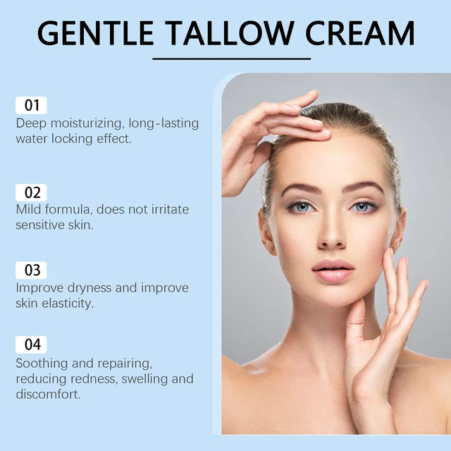 Alt view image 4 of 6 - Grass Tallow Face Moisturizer Hydrating Cream for Dry Skin Relief & Elasticity Support