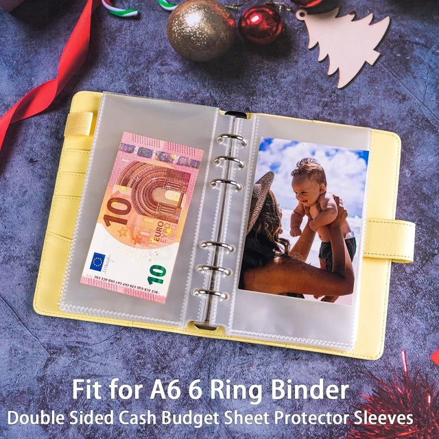 Alt view image 4 of 7 - 40 Pack 80 Pockets Budget Sheet Protector Sleeves for A6 6 Ring Binder, Ultra-Clear Cash Binder Sleeves, Double-Sided, Top Loading Sheet Protector for Budget Sheet, Currency Collection,3.5x5 Photos