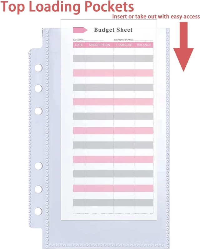 Alt view image 6 of 7 - 40 Pack 80 Pockets Budget Sheet Protector Sleeves for A6 6 Ring Binder, Ultra-Clear Cash Binder Sleeves, Double-Sided, Top Loading Sheet Protector for Budget Sheet, Currency Collection,3.5x5 Photos