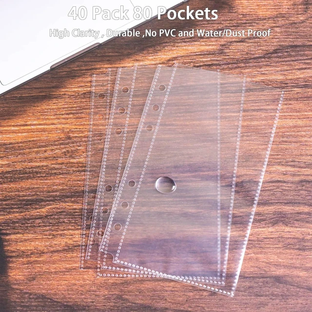 Alt view image 7 of 7 - 40 Pack 80 Pockets Budget Sheet Protector Sleeves for A6 6 Ring Binder, Ultra-Clear Cash Binder Sleeves, Double-Sided, Top Loading Sheet Protector for Budget Sheet, Currency Collection,3.5x5 Photos