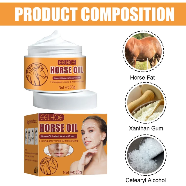 Alt view image 5 of 6 - Horse Oil Rapid Anti-Wrinkle Cream Tighten Fine Lines Brighten Skin Fade Spots Rejuvenating Care