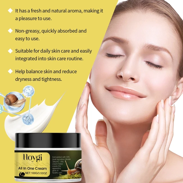 Alt view image 4 of 6 - Snail Extract Face Cream Deep Hydration & Repair for Dry Skin Moisturizing Essence
