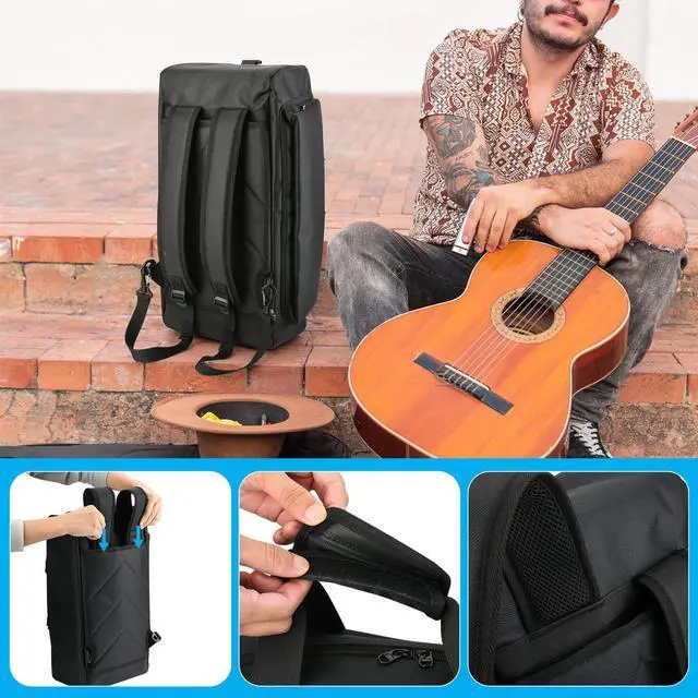 Alt view image 6 of 7 - Travel Carrying Backpack for JBL Boombox 4/3/2, Carrier Storage Case with Shoulder Strap &Handle Strap, Portable Carry Bag Holder w Accessory Pocket