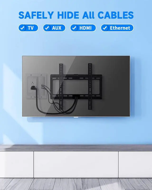 Alt view image 2 of 7 - Recessed Outlet Box for Wall Mount TV, Behind TV Outlet Box with Dual Power Receptacle, in Wall Cable Management Kit, TV Cord Hider for Home Office, White