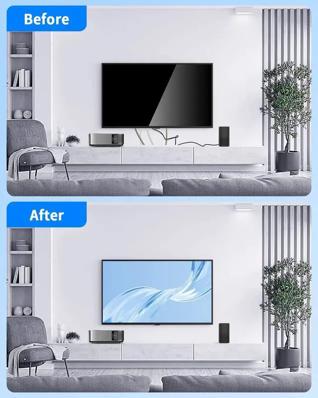 Alt view image 3 of 7 - Recessed Outlet Box for Wall Mount TV, Behind TV Outlet Box with Dual Power Receptacle, in Wall Cable Management Kit, TV Cord Hider for Home Office, White