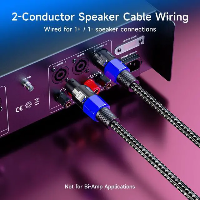 Alt view image 4 of 6 - Braided 12AWG 1/4 Inch TS to Speaker Cable, 6ft | Compatible with Speakon NL4FC Port