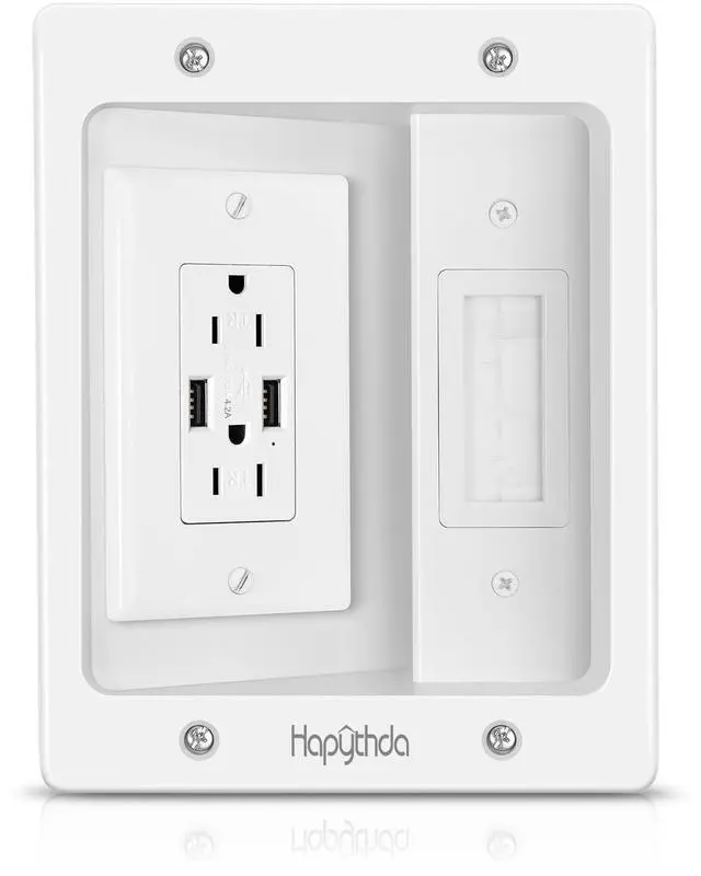Main image of in Wall Cable Management Kit for TV, Recessed Outlet with USB, TV Cable Hider Wall Kit, Wall Cable Management for Low Voltage, TV Cord Hider for Wall Mounted TV, White