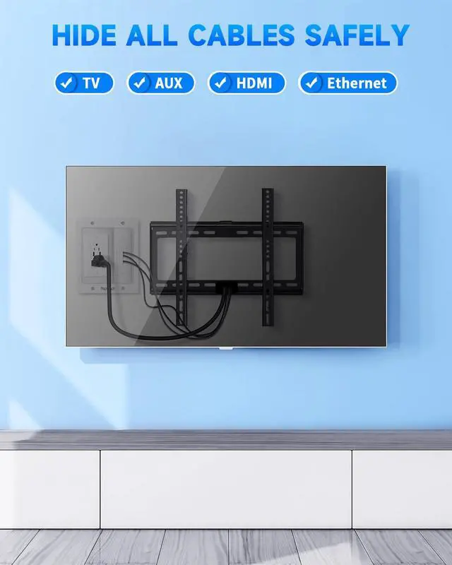 Alt view image 2 of 7 - in Wall Cable Management Kit for TV, Recessed Outlet with USB, TV Cable Hider Wall Kit, Wall Cable Management for Low Voltage, TV Cord Hider for Wall Mounted TV, White