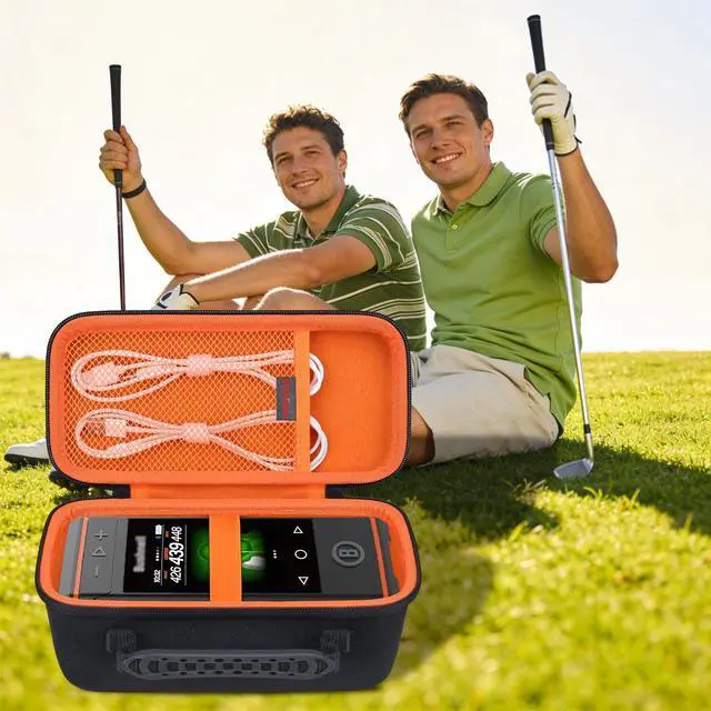 Alt view image 7 of 7 - Carrying Case for Bushnell Golf Wingman HD GPS Speaker | Bushnell Golf Wingman HD GPS Speaker Hard Travel Protective Bag Storage Holder, Mesh Pocket Fits Charging Adapter, Orange