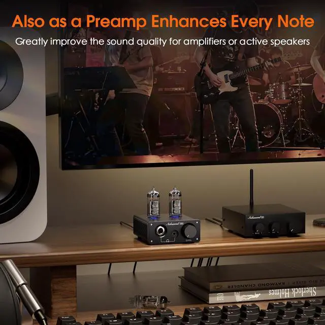 Alt view image 3 of 7 - P32 Tube Headphone Amplifier: 1000mW HiFi Desktop Preamp for 24600 Headphones & Home Amps Speakers, 3.5mm/6.35mm Jacks, Swappable Tube & Op-Amp