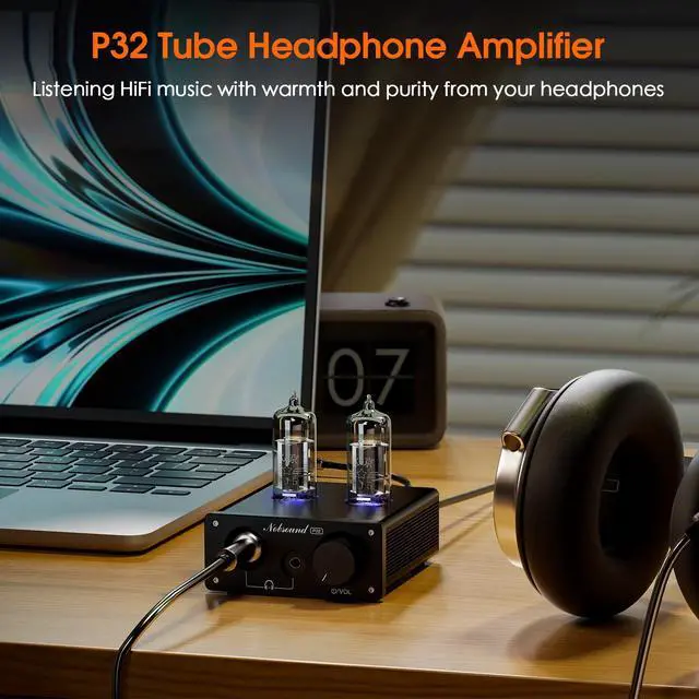 Alt view image 2 of 7 - P32 Tube Headphone Amplifier: 1000mW HiFi Desktop Preamp for 24600 Headphones & Home Amps Speakers, 3.5mm/6.35mm Jacks, Swappable Tube & Op-Amp