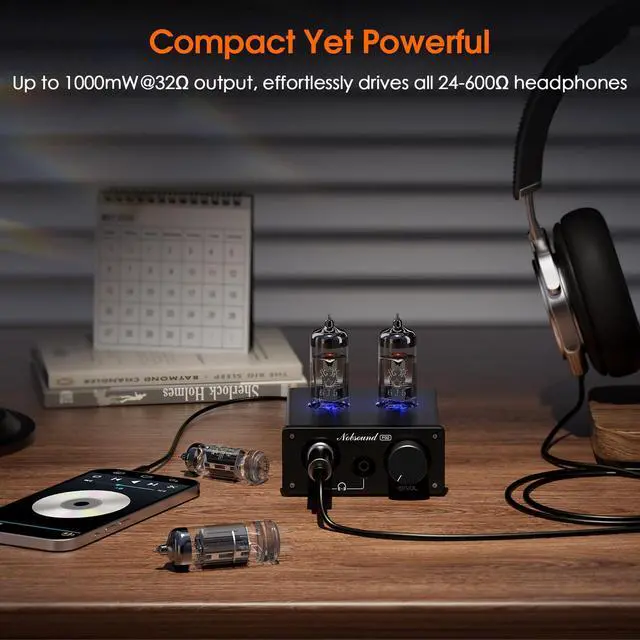 Alt view image 4 of 7 - P32 Tube Headphone Amplifier: 1000mW HiFi Desktop Preamp for 24600 Headphones & Home Amps Speakers, 3.5mm/6.35mm Jacks, Swappable Tube & Op-Amp