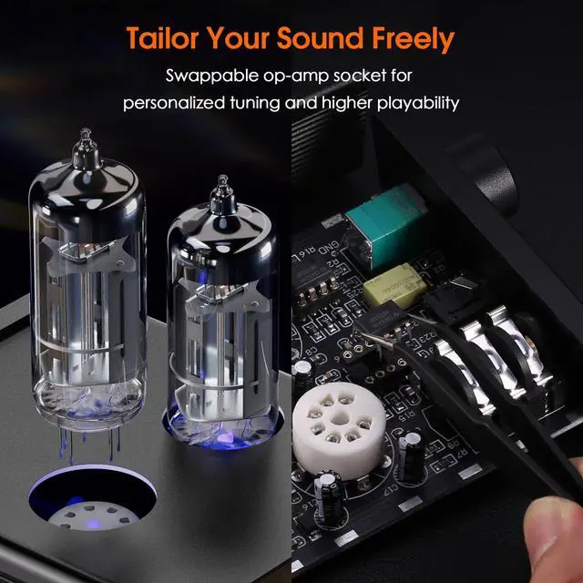 Alt view image 6 of 7 - P32 Tube Headphone Amplifier: 1000mW HiFi Desktop Preamp for 24600 Headphones & Home Amps Speakers, 3.5mm/6.35mm Jacks, Swappable Tube & Op-Amp