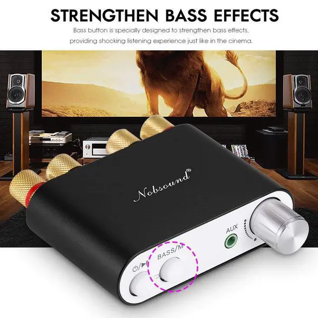 Alt view image 3 of 7 - NS-10G Bluetooth 5.0 2 Channel Power Amplifier HiFi Stereo Audio Mini Amp Wireless Receiver 50Wx2 for Home Speaker with USB & Bass Sound Effect (Black)