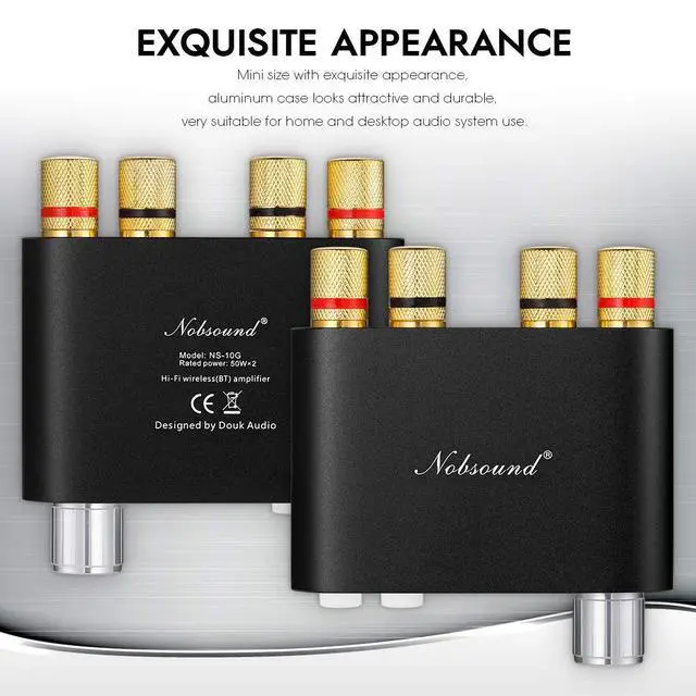 Alt view image 6 of 7 - NS-10G Bluetooth 5.0 2 Channel Power Amplifier HiFi Stereo Audio Mini Amp Wireless Receiver 50Wx2 for Home Speaker with USB & Bass Sound Effect (Black)