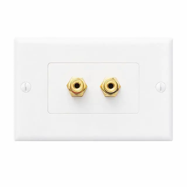 Alt view image 2 of 6 - 1 Speaker Wall Plate 2 Pack, Gold Plated Binding Post Home Theater Wall Plate for In Wall Speaker Wire, Surround Sound & Audio Systems