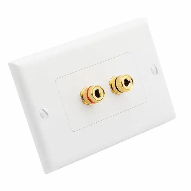 Alt view image 4 of 6 - 1 Speaker Wall Plate 2 Pack, Gold Plated Binding Post Home Theater Wall Plate for In Wall Speaker Wire, Surround Sound & Audio Systems