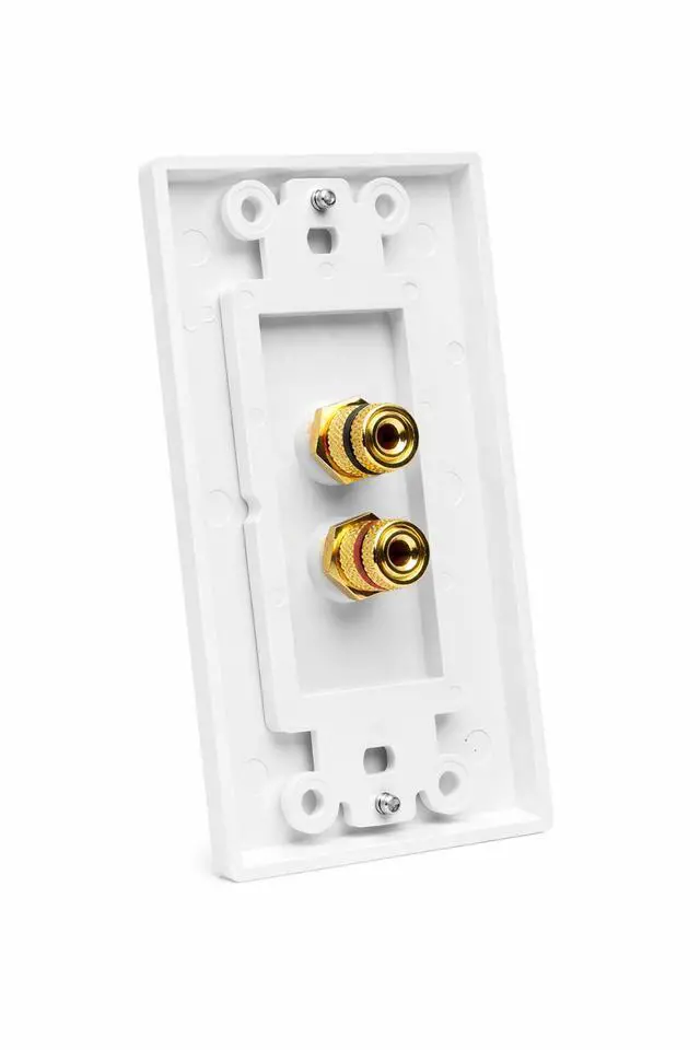 Alt view image 5 of 6 - 1 Speaker Wall Plate 2 Pack, Gold Plated Binding Post Home Theater Wall Plate for In Wall Speaker Wire, Surround Sound & Audio Systems