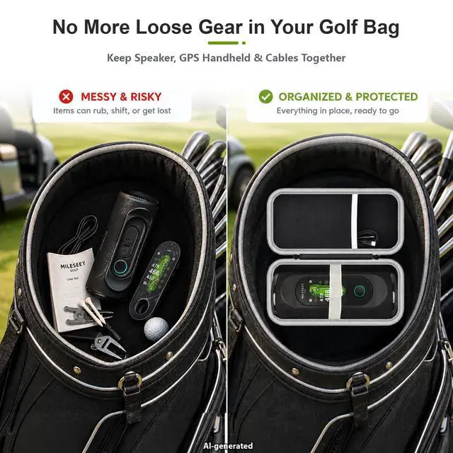 Alt view image 3 of 7 - Hard Carrying Case Compatible with MiLESEEY GeneSonic Pro Golf Speaker, Golf GPS Speaker Travel Storage Bag for Detachable GPS Rangefinder, Mesh Pocket, Elastic Strap (Case Only) - Black