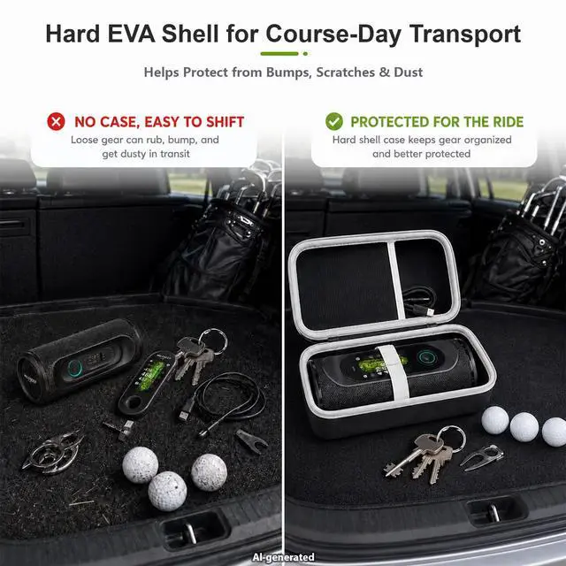 Alt view image 5 of 7 - Hard Carrying Case Compatible with MiLESEEY GeneSonic Pro Golf Speaker, Golf GPS Speaker Travel Storage Bag for Detachable GPS Rangefinder, Mesh Pocket, Elastic Strap (Case Only) - Black