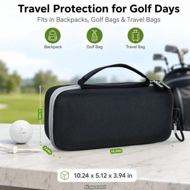 Alt view image 6 of 7 - Hard Carrying Case Compatible with MiLESEEY GeneSonic Pro Golf Speaker, Golf GPS Speaker Travel Storage Bag for Detachable GPS Rangefinder, Mesh Pocket, Elastic Strap (Case Only) - Black