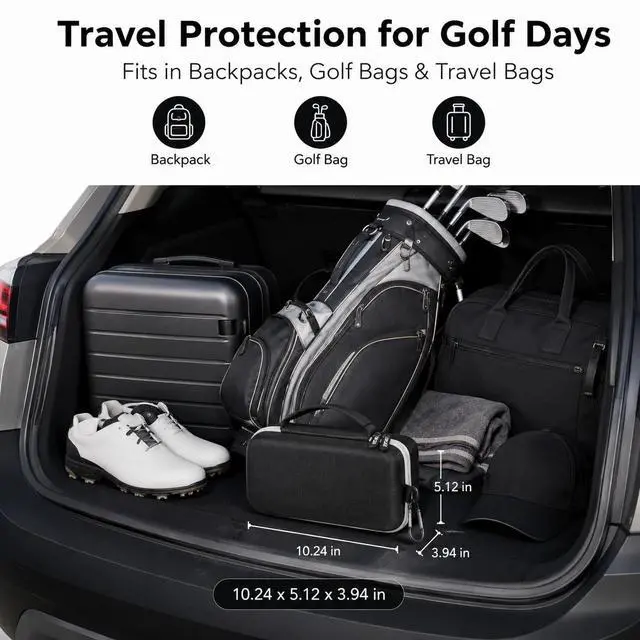Alt view image 7 of 7 - Hard Carrying Case Compatible with MiLESEEY GeneSonic Pro Golf Speaker, Golf GPS Speaker Travel Storage Bag for Detachable GPS Rangefinder, Mesh Pocket, Elastic Strap (Case Only) - Black