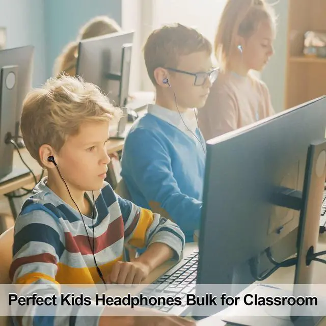 Alt view image 5 of 7 - 50 Pack Bulk Earbud Headphones with Mic Assorted Colors Student in Ear Earbuds Classroom Wired Ear Buds with 3.5mm Headphone Plug for Kids Adults School Library Museum Travel Plane Tablet (Novel)