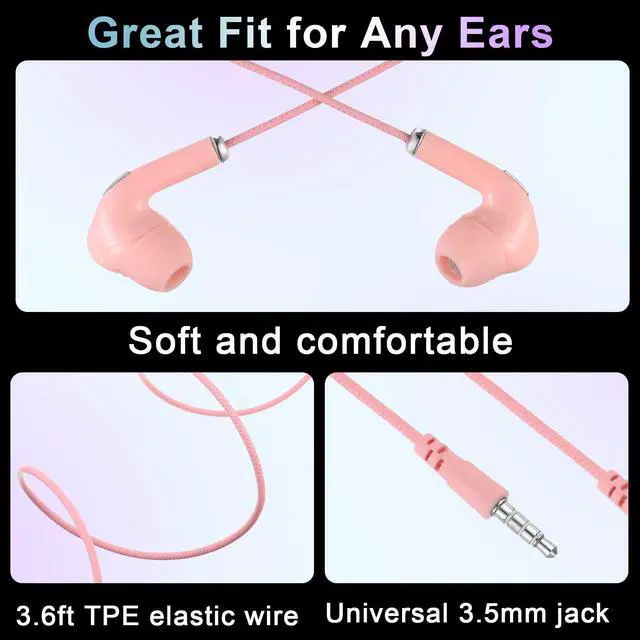Alt view image 4 of 7 - 50 Pack Bulk Earbud Headphones with Mic Assorted Colors Student in Ear Earbuds Classroom Wired Ear Buds with 3.5mm Headphone Plug for Kids Adults School Library Museum Travel Plane Tablet (Novel)