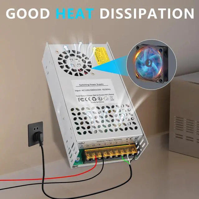 Alt view image 2 of 7 - 24V 25A 600W Power Supply 110V AC to DC 24V Converter | 25A 600W Switching Power Supply for 24V LED Strip Motor Pump CCTV Camera System Radio Car Stereo 3D Printer