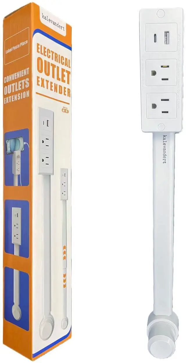 Main image of Wall Electrical Vertical Outlet Extender Stick,Features USB-A,USB-C and 2AC,Extendable17.5''-27.5'',Rotating180°,Access Hard-to-Reach Outlets,Use Behind Couches,Nightstands,Desks and More