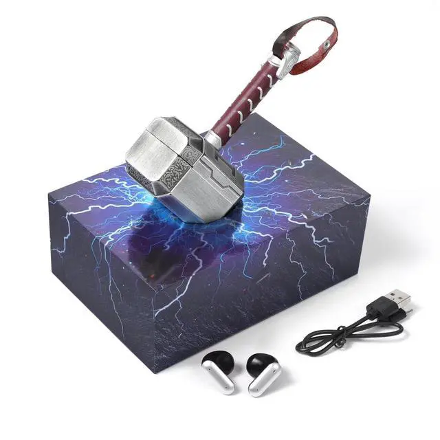 Alt view image 6 of 6 - Wireless Earbuds with Thor Hammer Wireless Charging Case,5.3 Bluetooth Ear Buds Light-Weight Headphones,Novelty Gifts for Men