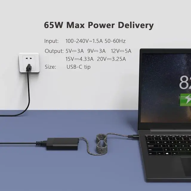 Alt view image 6 of 7 - 65W USB C Laptop Charger Replacement for HP Omnibook Charger | Compatible with HP OmniBook 5 7 Ultra X Flip 14 16 Next Gen AI Laptop