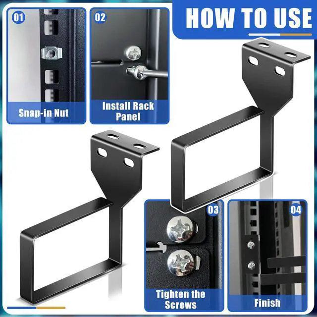 Alt view image 5 of 7 - 10 Pieces Vertical Cable Management D Ring 2.4 x 4 x 4 Inches Wire Organizer Metal Cable Rack for Patch Cables, Fiber Optic, Power Cords, Black