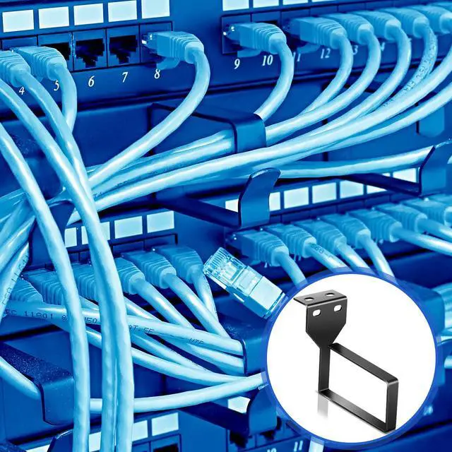 Alt view image 6 of 7 - 10 Pieces Vertical Cable Management D Ring 2.4 x 4 x 4 Inches Wire Organizer Metal Cable Rack for Patch Cables, Fiber Optic, Power Cords, Black