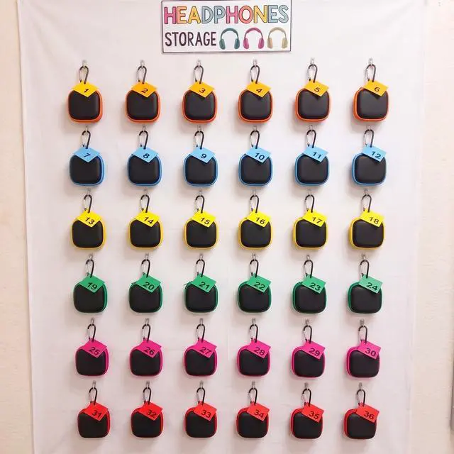 Alt view image 5 of 7 - 36 Pack Numbered Earbud Cases for Classroom, Student Earphones Storage Organizer Pouches with Color Number Cards, Portable EVA Earbud Holder for Teachers Students, Back to School Classroom Supplies