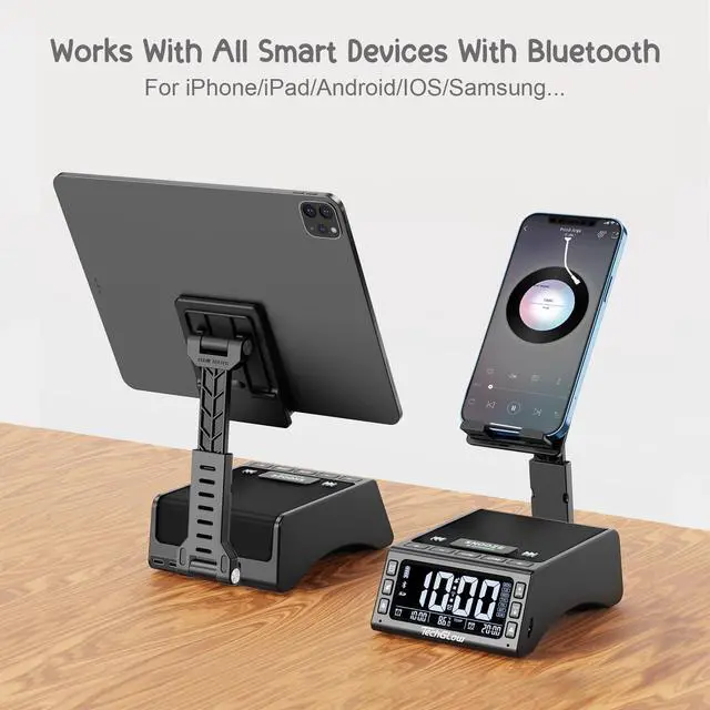 Alt view image 3 of 7 - Foldable Cellphone Stand with Wireless Bluetooth Speaker Birthday Gifts for Men Women Mother Father Cool Tech Gadgets