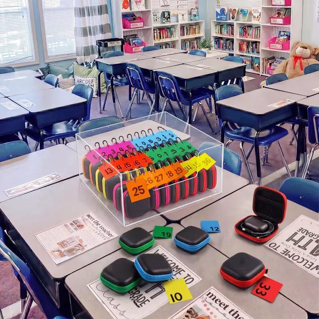 Alt view image 7 of 7 - 36 Pack Numbered Earbud Cases for Classroom, Student Earphones Storage Organizer Pouches with Color Number Cards, Portable EVA Earbud Holder for Teachers Students, Back to School Classroom Supplies