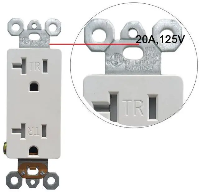 Alt view image 4 of 6 - 20Amp Power Outlet with Ethernet HDMI Port Wall Plate - Duplex Receptacle Outlet with 1 Port HDMI, 1 CAT6 RJ45 Cover Plate - White