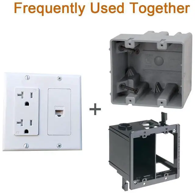Alt view image 6 of 6 - 2 Gang Power Outlet with 1 CAT6 Ethernet Port - 20A Electrical Outlet Cover Plate with 1 CAT6 RJ45 Keystone Jack - White