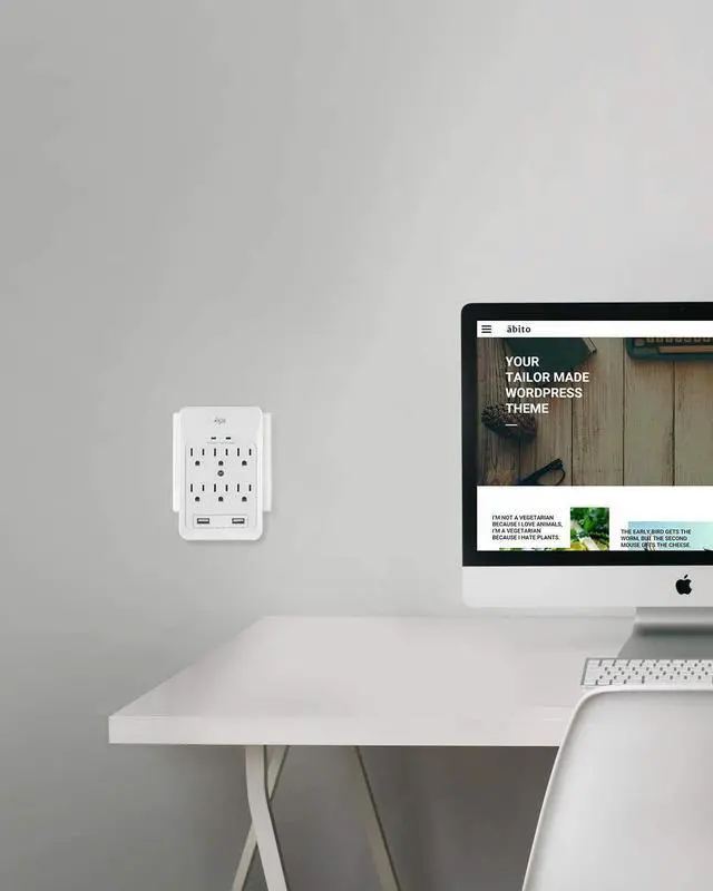 Alt view image 6 of 7 - 6-Outlet Surge Tap, 2 USB Ports (3.4A), 980 Joules Surge Protector, White (2 Pack)