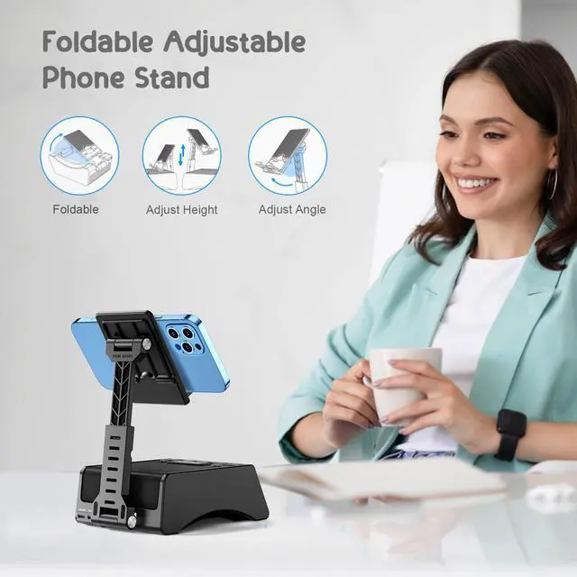 Alt view image 5 of 7 - Foldable Cellphone Stand with Wireless Bluetooth Speaker Birthday Gifts for Men Women Mother Father Cool Tech Gadgets